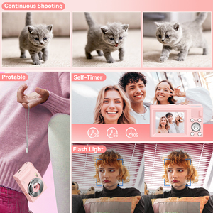 Venta al por mayor compacto Mini diseño retro CCD Fool Cámara 48MP 1080P 16X 2,4 pulgadas Pantalla de doble lente cámara de vídeo digital para niños regalo