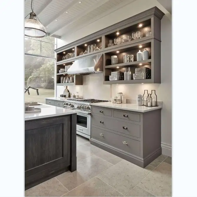 Madeira sólida china despensa organizador cozinha armário de luxo de madeira sólida moderno design de cozinha armários