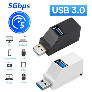 USB集线器2.0适配器旋转高速u盘读取器分离器3端口USB 2.0适用于电脑笔记本电脑迷你配件 - Product Image 1