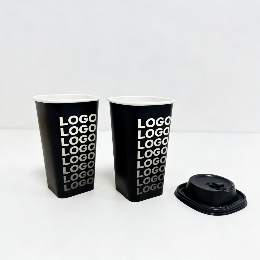 custom square paper cup with lid