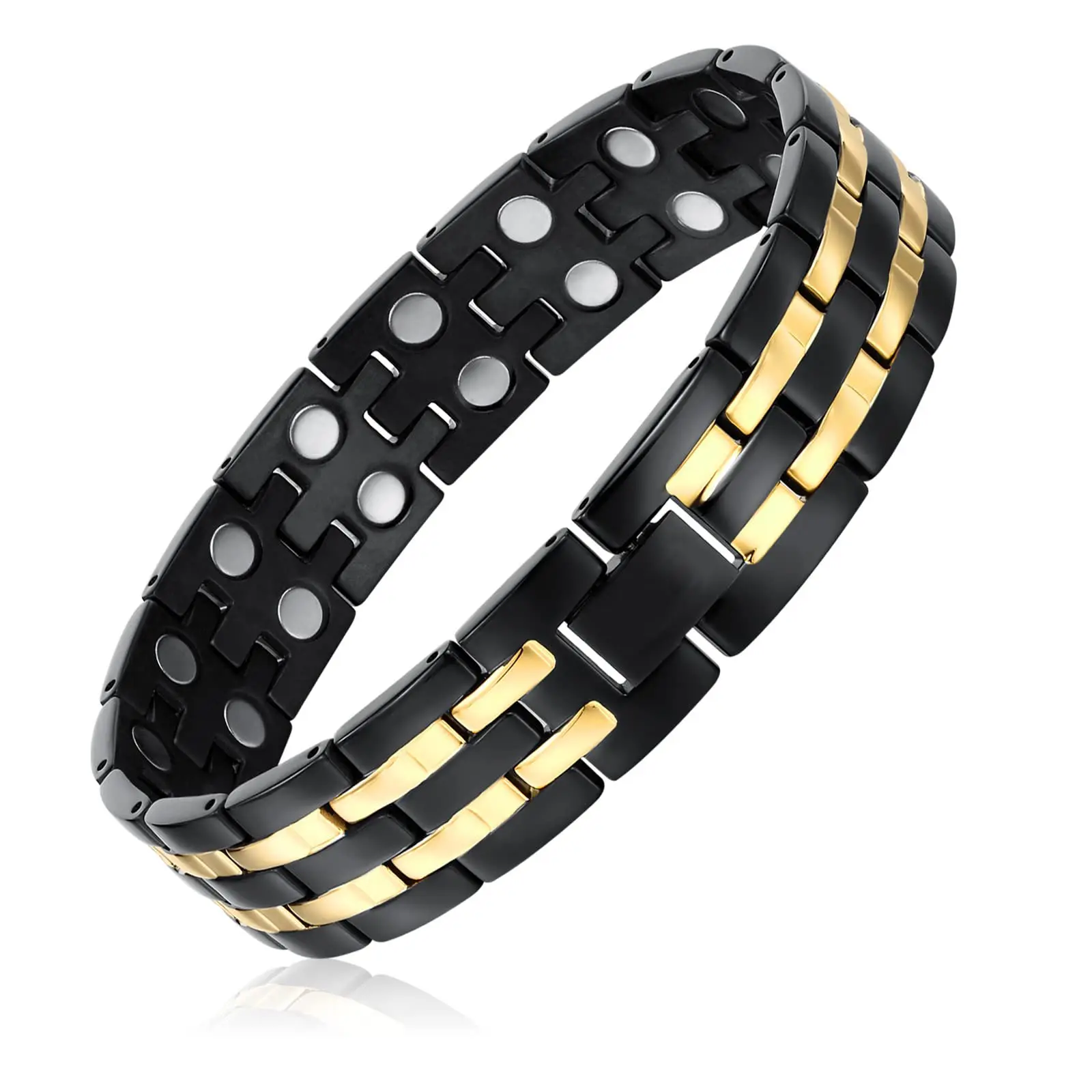 Vente chaude bracelet magnétique coeur énergie magnétique cuivre bracelet fermoir aimant bracelet pour homme