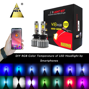 สไตล์ใหม่ RGB V18 ไฟหน้ารถ LED 72W พร้อมคุณสมบัติกันน้ําใช้งานร่วมกับ H7 H13 H4 H8 H11 9005 9006 รุ่น - Product Image 1