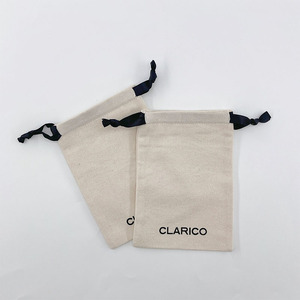 Wholesale Small Cotton <strong>Canvas</strong> Gift <strong>Pouch</strong> with Custom Logo Recyclable <strong>Drawstring</strong> Bag for Jewelry - Product Image 1