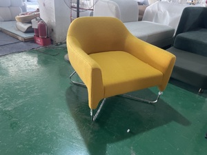 Disen mobilya Modern fransız tarzı sarı tekli koltuk şezlong paslanmaz çelik ayak eğlence ofis koltuğu - Product Image 4