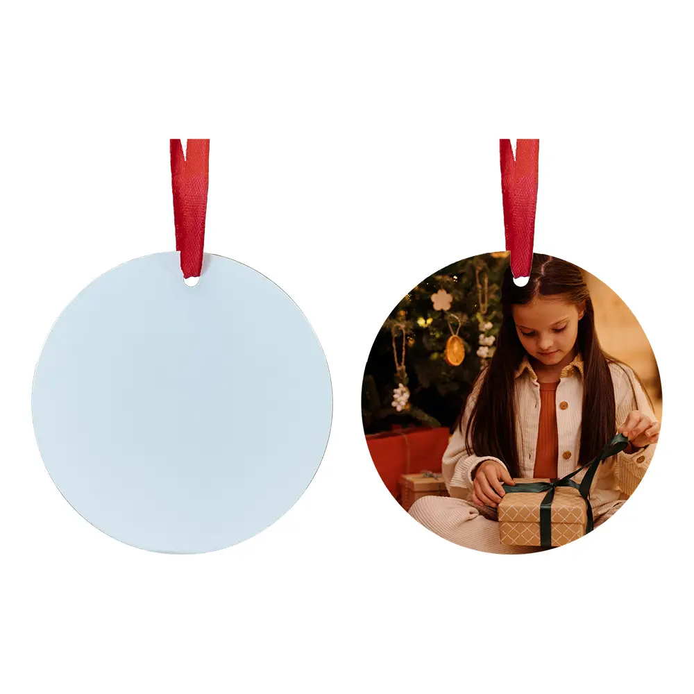 Personal isierte benutzer definierte runde Herz Sublimation leere Aluminium Keramik hängende Weihnachts schmuck Baum Ornament