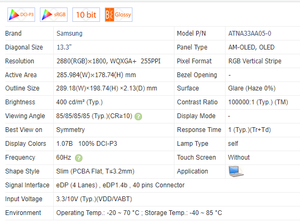 Pannello schermo LCD per Laptop Samsung ATNA33AA05-0 LCD all'ingrosso Display IPS 13.3 pollici schermo schermo LCD modulo visualizza - Product Image 3