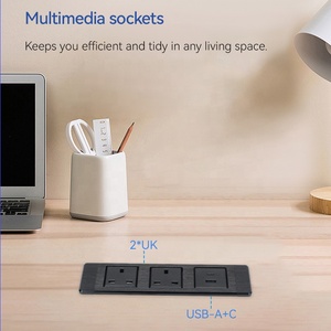 In Desk Recessed Desk Power Strip <strong>UK</strong> Power Outlet with 2 USB Port /Office Sofa Cabinet Hidden <strong>Mounted</strong> Desk Usb Socket - Product Image 3