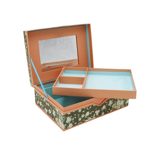 优质化妆品礼品盒书形纸板翻盖礼品盒带镜子和托盘 - Product Image 2
