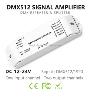 Divisor de repetidor de señal LED Dmx, DC 12V 24V, DMX512/1990, 1 entrada a 2 salidas, extensor para tira de luz de píxeles LED DMX512 - Product Image 5