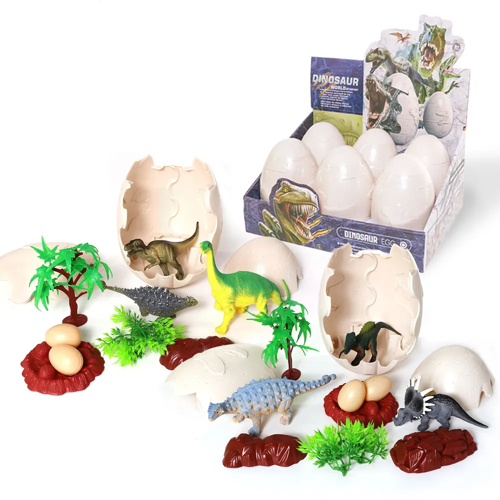 Kotak buta randow 3 buah kemasan dinosaurus 2023 kejutan plastik kecil mainan dinosaurus set dalam jumbo jigsaw dino telur