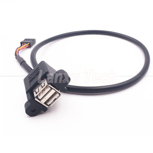 Dual USB Typ A 2 Ports Panel Mount USB an Dupont 9-poliges Header-Anschluss kabel - Product Image 5