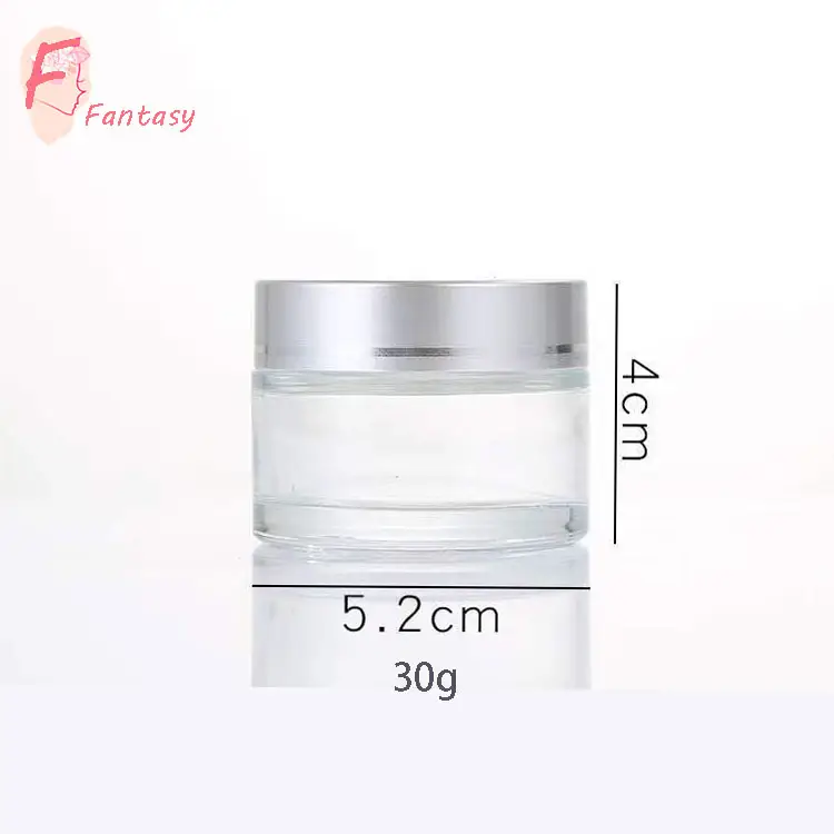 machen sie ihre eigene marke kristall 1 oz kosmetisches glas creme-behälter 30 ml aluminium silber kappe klares glas cremedose