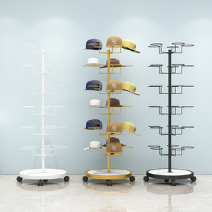 6-Tier 30 cappello girevole espositore albero portabagagli espositori portatili con ruote cappello girevole espositore - Product Image 1