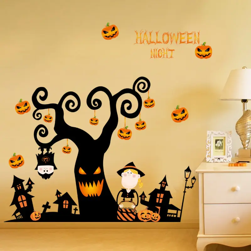 2023 nuovo PVC decorazione di Halloween decalcomanie da parete soggiorno, camera da letto, asilo, zucca a casa