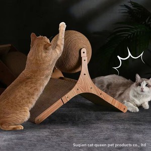 Bán Buôn Vui Vẻ Bằng Gỗ Mèo Scratcher Bóng Và Gãi Ban Dọc Chịu Mài Mòn Không-đổ Mèo Đồ Chơi Cho Mèo - Product Image 2