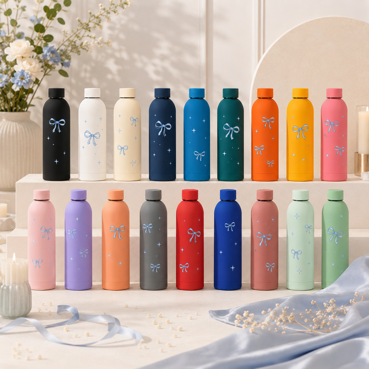 The 18 colors shown in the figure