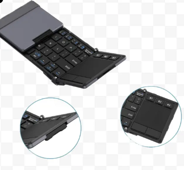 IClever kablosuz klavye BK08 katlanır klavye Touchpad (Sync 3 cihazları) üç katlı cep boyutunda