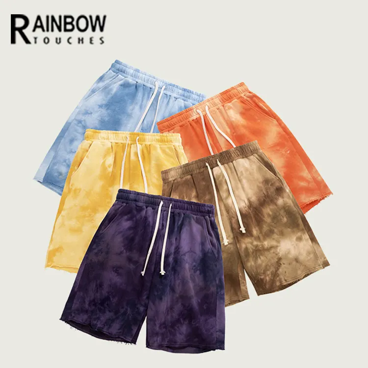 Bianco 100% Cotone Mens Pantaloncini Spugna Francese Tie Dye Sudore Pantaloncini Per Gli Uomini