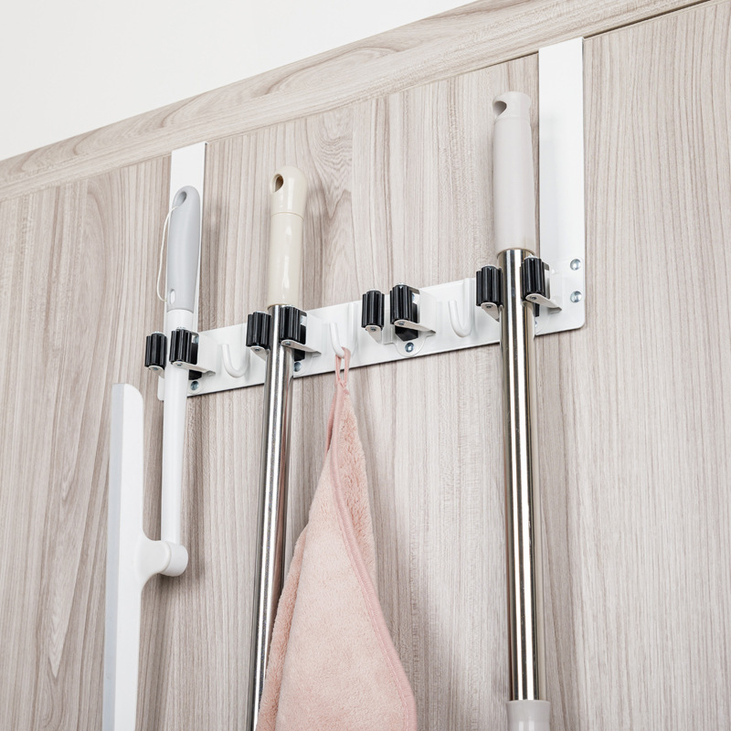 White 4-clip 3-hook-hole free door-hanging type
