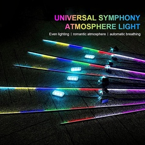 Araba iç gizli akrilik şerit ortam işığı sihirli renk 64 RGB renk evrensel <span class=keywords><strong>LED</strong></span> 18 in 1 dekoratif atmosfer lamba - Product Image 6