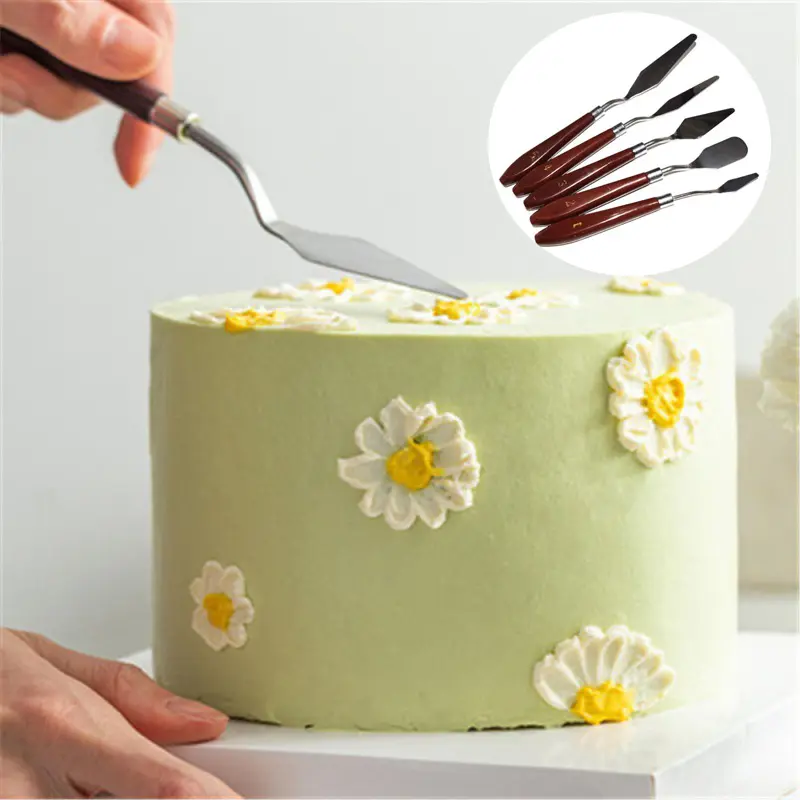 5PCS Pintura Faca Paleta Faca Pintura Ferramentas pastelaria Misturando Raspador bolo decoração modelagem ferramentas