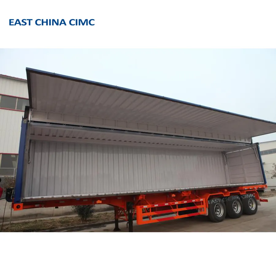 12m di lunghezza idraulica Wingspan Dry Van Semi Trailer Tri Axles Wing Van Truck Trailer Truck