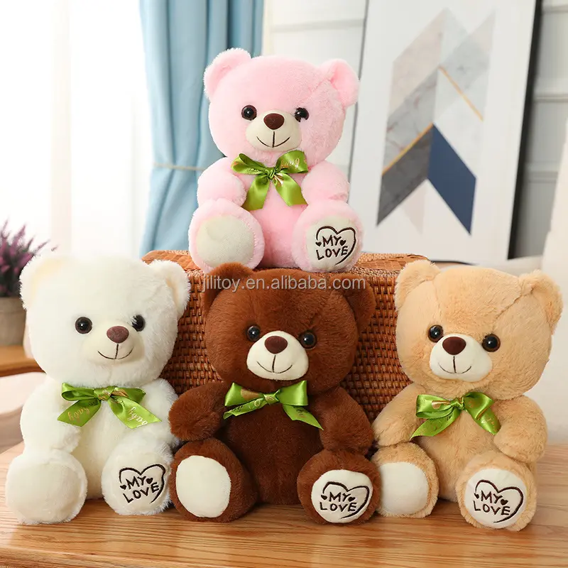 Peluche de oso de peluche con logo personalizado para el día de la madre, oso de peluche de 35 cm, venta al por mayor
