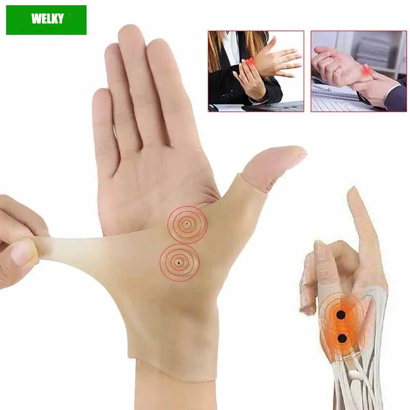 1 Stück Magnetfeld therapie Handgelenk Hand Daumen Unterstützung Silikon gel Arthritis Schmerz linderung Handschuhe