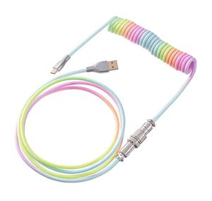 Cable de teclado para juegos USB en espiral personalizado C 5,9 FT/1,8 m con piloto de Metal desmontable para teclado mecánico para juegos, ratón, teléfono (Ra - Product Image 1