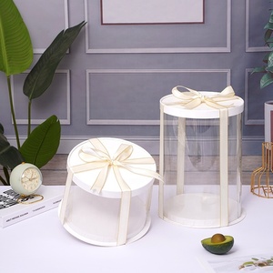 背の高い大きな透明な円筒形のパターン透明な丸いチーズケーキボックスフラワーギフト防塵展示収納ボックス - Product Image 3