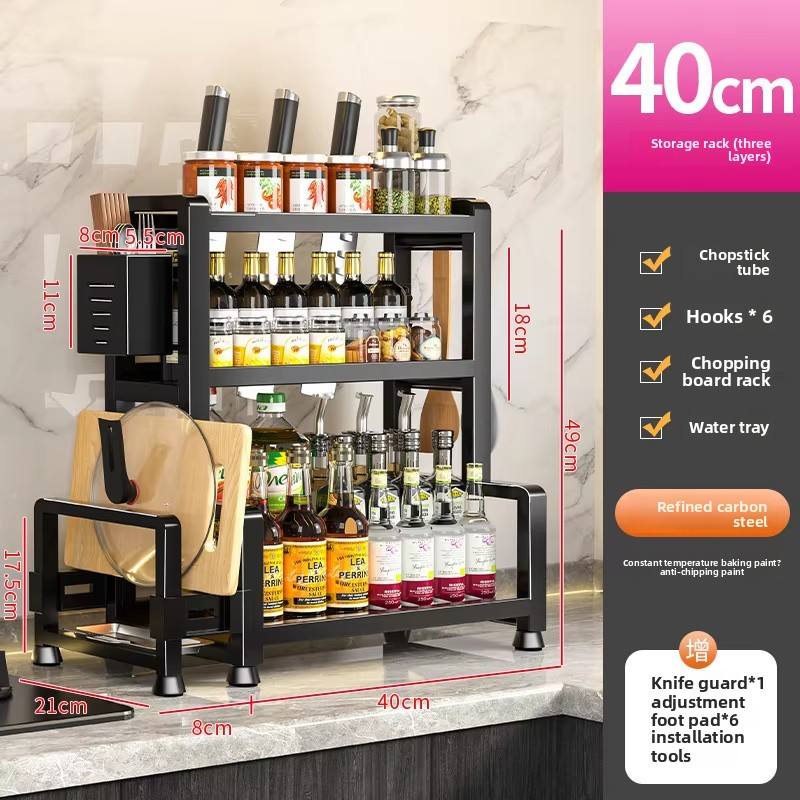 Negro, tres niveles, juego completo de 40 cm.