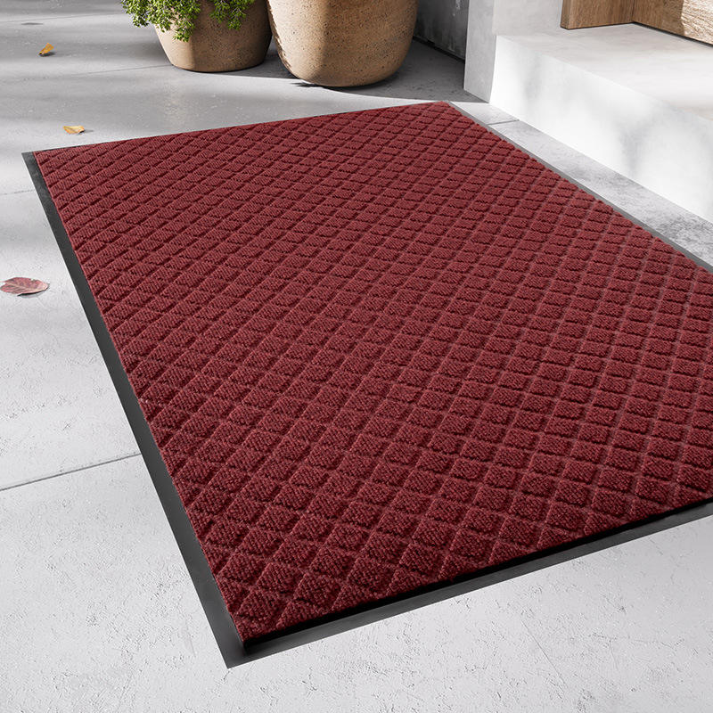 Tapis d'entrée en polyester - carreaux rouge