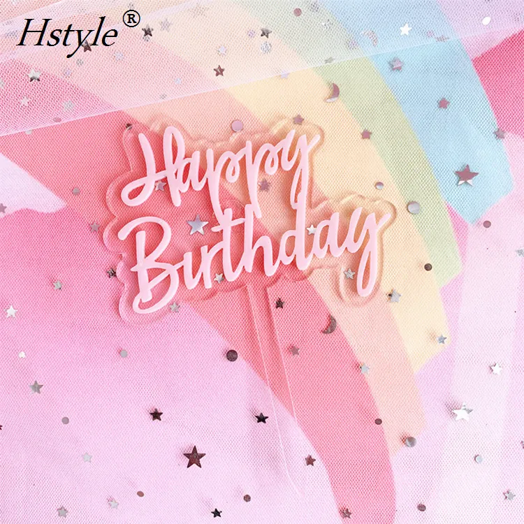 Décoration de gâteau d'anniversaire, arc Happy Birthday en acrylique, garniture de Cupcake pour divers motifs, PQ262