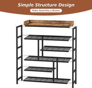 Lớn đa-kệ kim loại gỗ Giày giá lưu trữ nhà và phòng khách tổ chức giá nhà hiển thị giá - Product Image 5