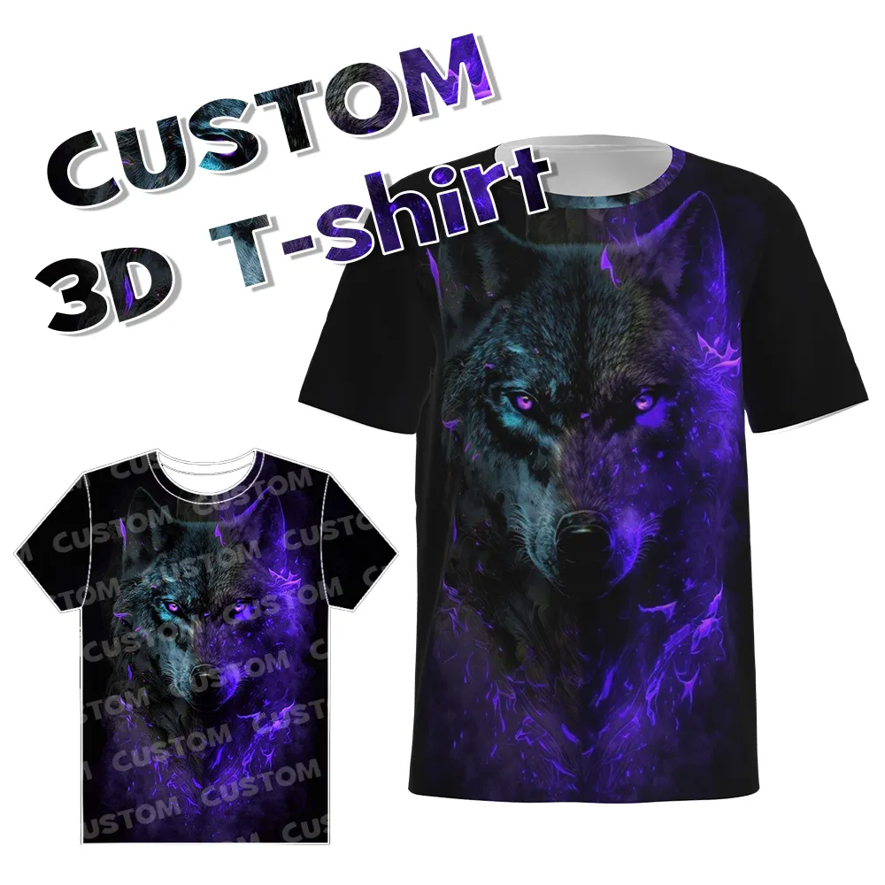 2024 Plus Size Men's Design T-Shirt Custom Sublimation Printed 3D Animal LOGO Print T-Shirts