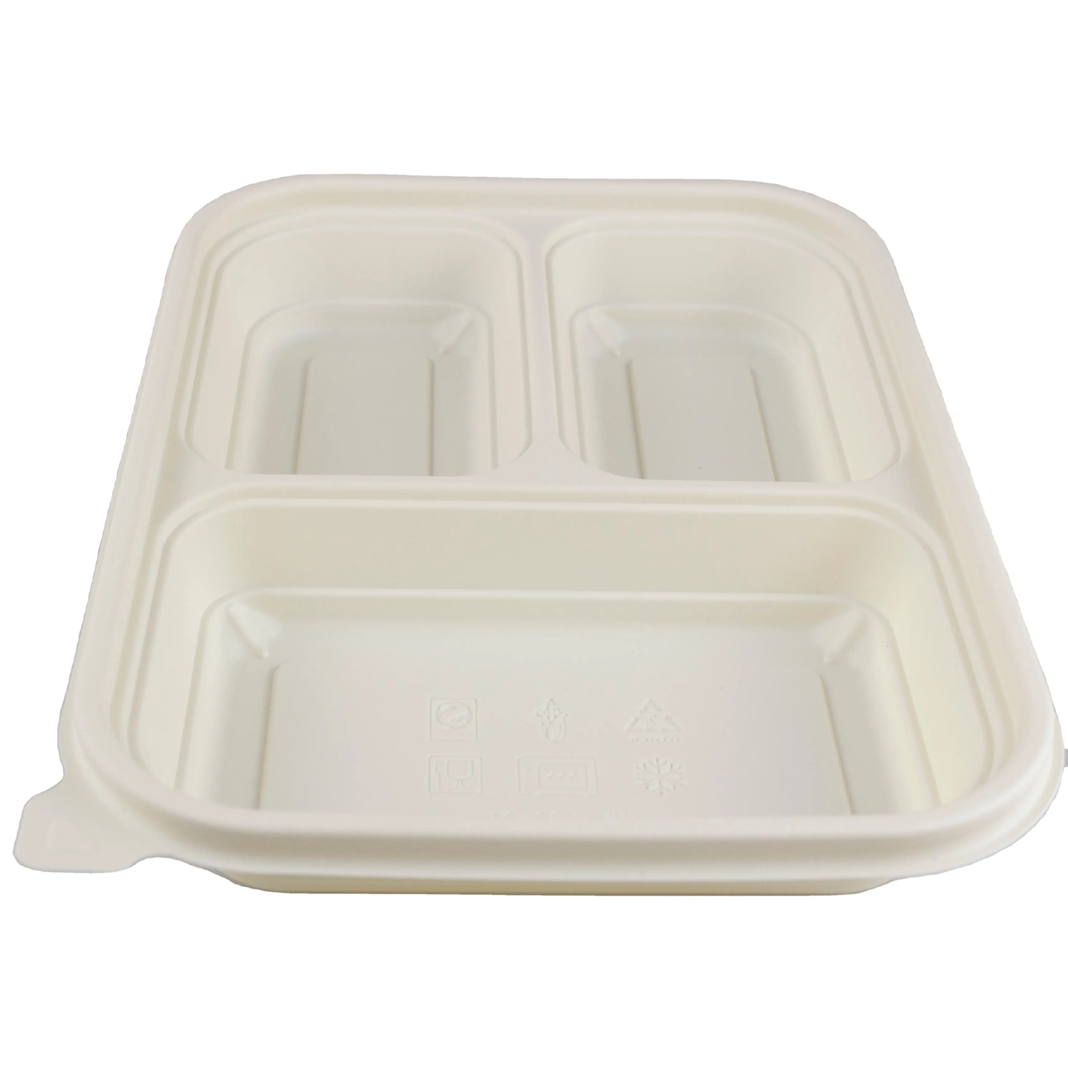 Các nhà sản xuất bán hàng trực tiếp đóng gói quà tặng Hộp 3 ngăn bột bắp hình chữ nhật container thực phẩm