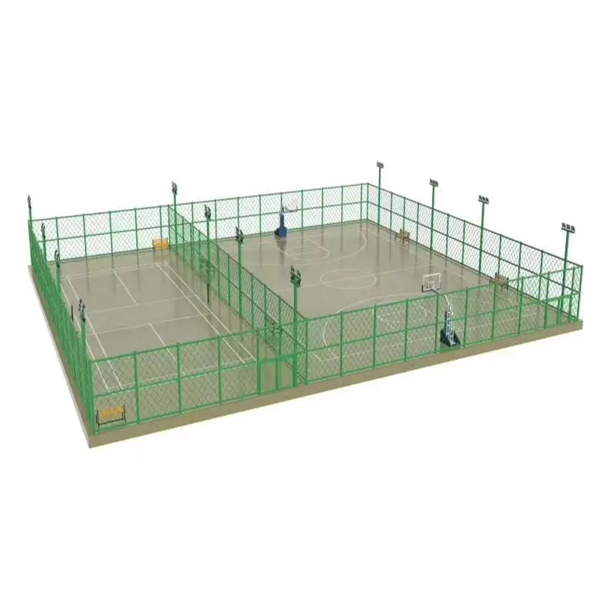 Gazon synthétique naturel Tapis de jeu extérieur Gazon artificiel Terrain de football et de futsal avec clôture pour équipement de court de tennis