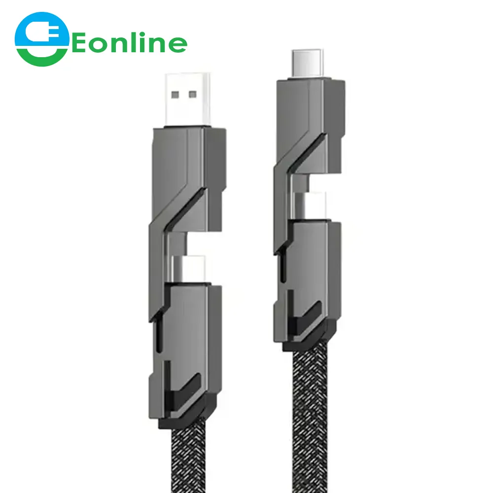 EONLINE kabel pengisi daya Cepat 3D OEM, 1M 1.2M 2M 4 In 1 USB Tipe C UNTUK Samsung OPPO, pengisian daya Tablet ponsel