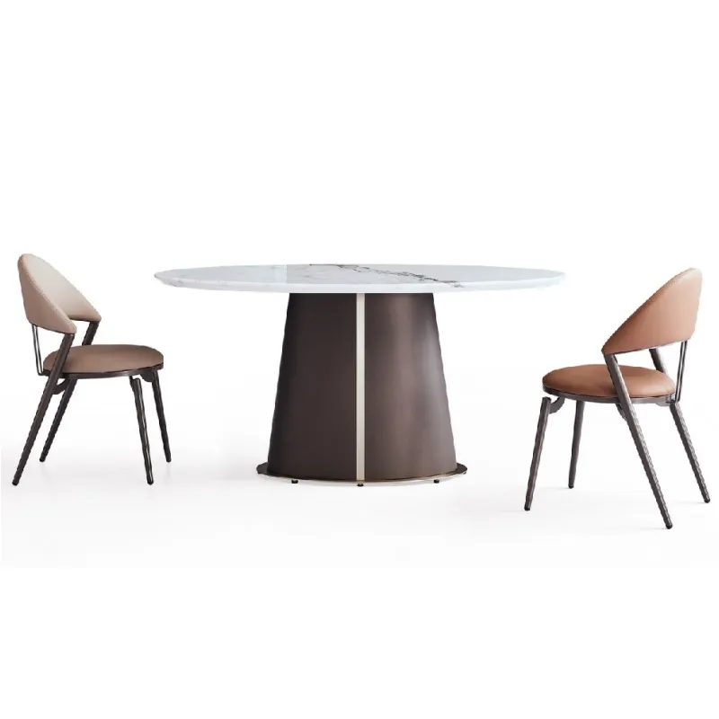Moderner Esstisch Stuhl möbel Set Heimgebrauch runder Marmor Esstisch Stahls ockel hochwertiger Esstisch