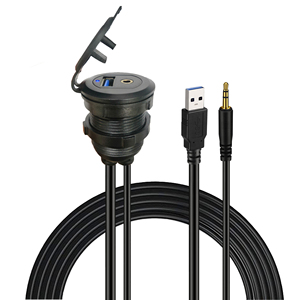 3Ft polikarbonat kabuk 3.5mm USB 3.0 erkek kadın paneli montaj uzatma Aux kablosu bilgisayar için LED PVC ceket örgü koruyucu - Product Image 1