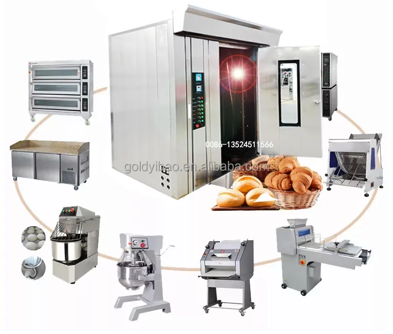 Boulangerie industrielle équipement de cuisine restauration machine à pain électrique 32 plateaux four rotatif pour pain four rotatif