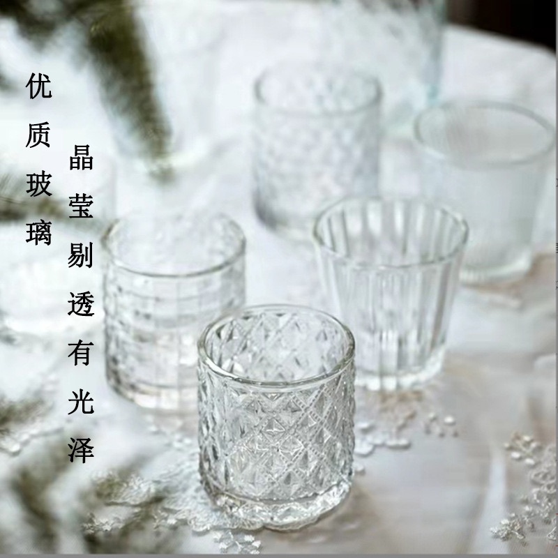 transparent glass candle cup fragrance cup bedroom candlestick candle holder