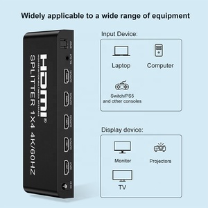 Xput 1 entrada 4 salidas HDMI Video Splitter 1X4 4K 60Hz 4K60Hz 4 puertos HDMI V2.0 2,0 V Splitter con Power Audio