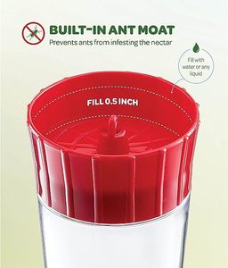 Hummingbird besleyici 10 oz. Geniş ağızlı yan dolum için 5 besleme portu ile dahili karınca kalkanı ile 2 parçalı set