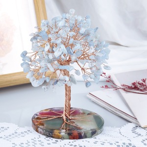 Fabrika toptan el yapımı doğal 7 çakra kuvars kristal para ağacı enerji Feng Shui taş şans servet ağacı akik tabanı ile - Product Image 4