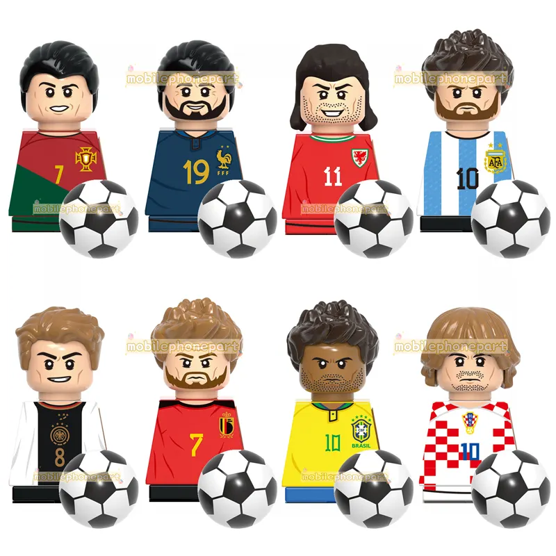 Mundo Famoso Futebol Jogador Ronaldo Messi De Bruyne Modric Plástico Mini Tijolos Building Block Figura Juguete Crianças Brinquedo