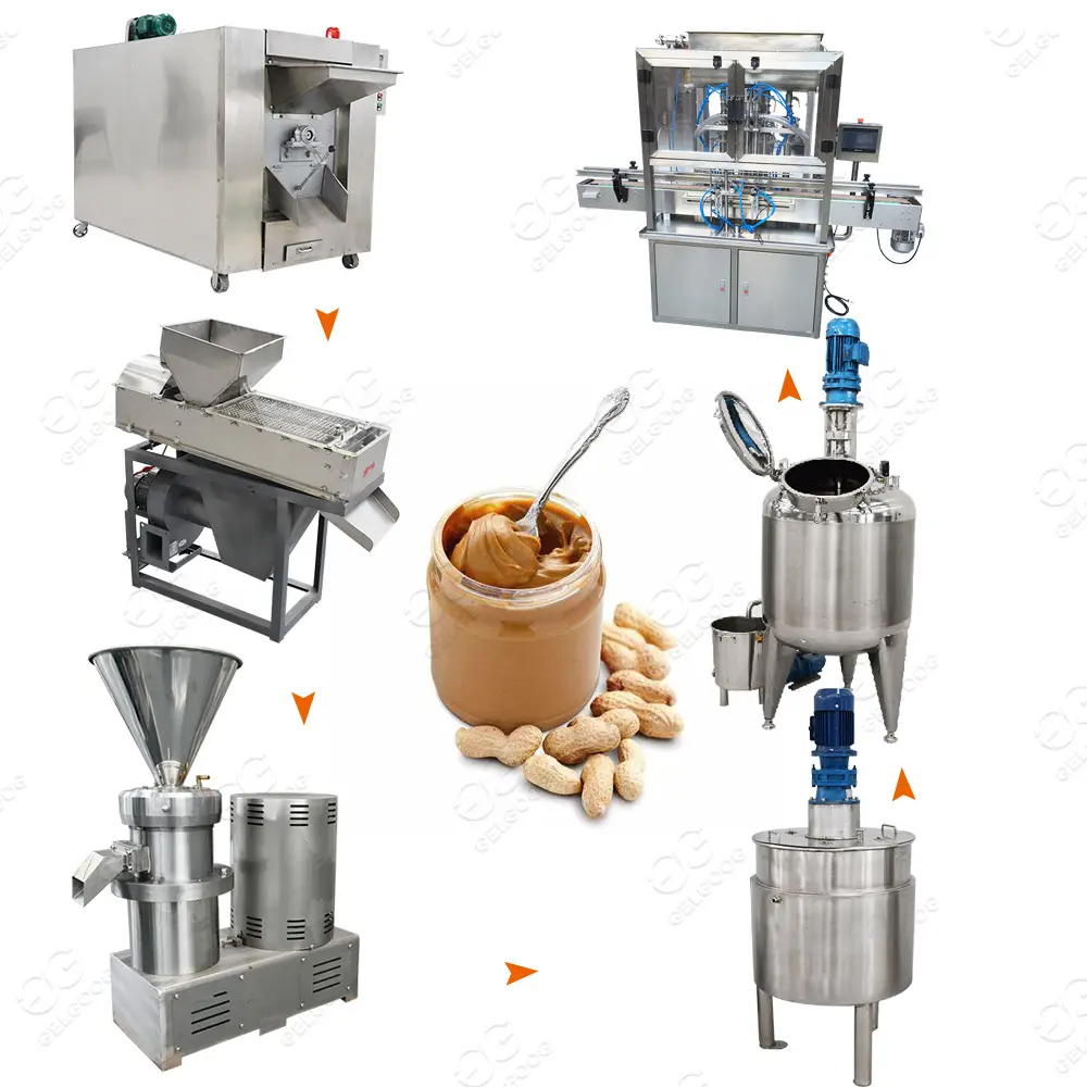 Zuid-afrika Kleine Schaal Amandel Koffiebrander Productielijn Cashewnoten Boter Making Machine Productie Pindakaas Plant