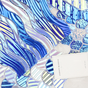 Gạch khảm thủy tinh hình sóng màu cầu vồng gạch khảm hồ bơi nghệ thuật khảm hồ bơi màu xanh - Product Image 2