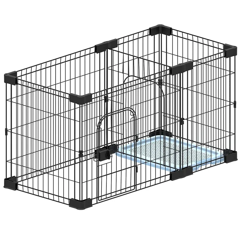 Jaula de metal plegable para perro, alambre de acero de montaje libre, casa para mascotas, valla para perro