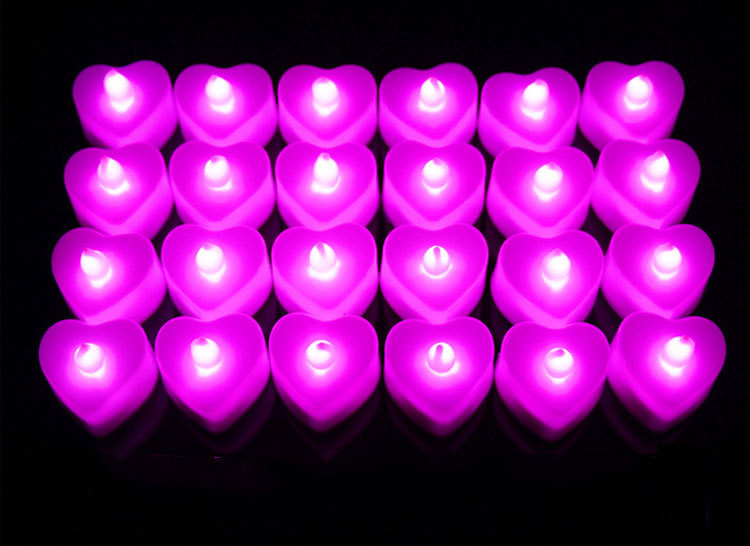 Coeur, lumière rose